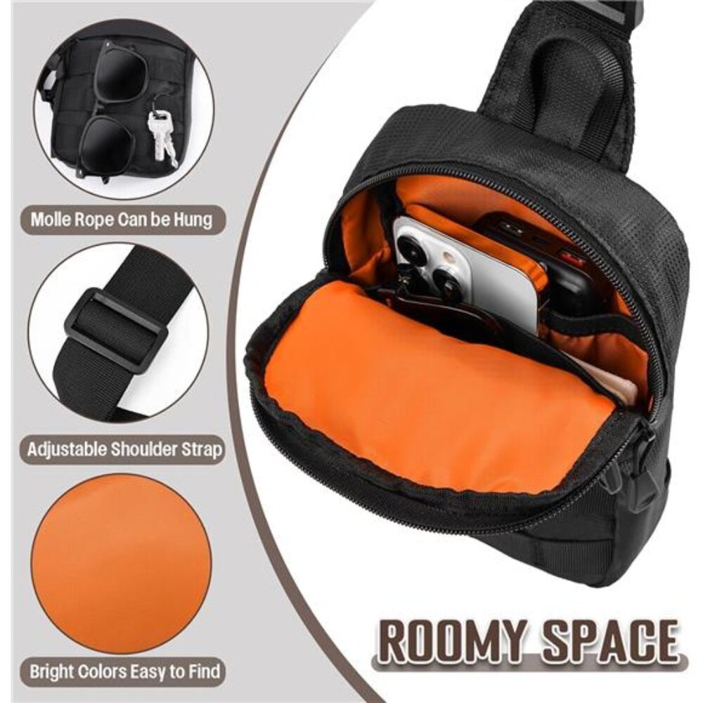 Small Sling Bag for Men,Tactical Inspired Waterproof Utility EDC Mini Chest Bag - Picture 5 of 8
